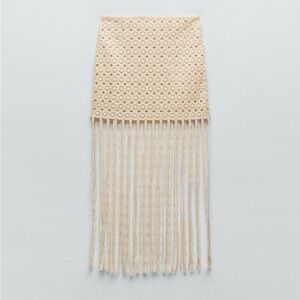 Zara Cream Asymmetrical Crochet Skirt
